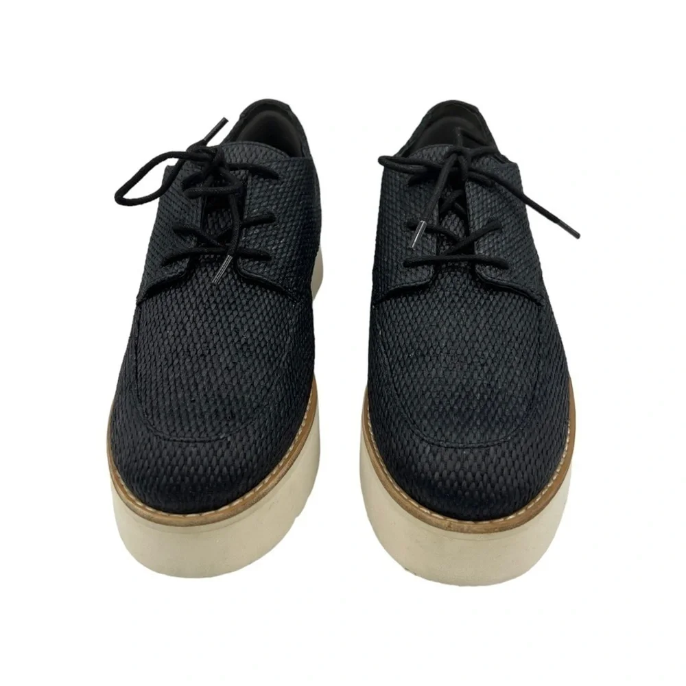 VINCE Women's Zina Raffia Platform Sneakers Black 7.5
